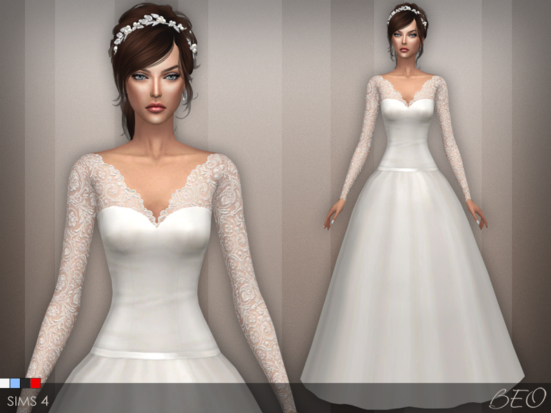 Wedding dress 25 V2 for The Sims 4 by BEO